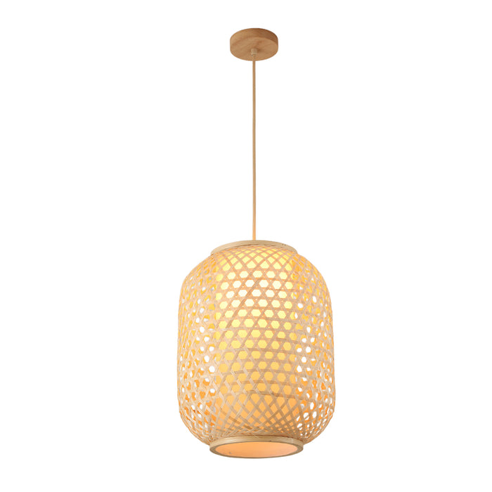 Bamboo Pendant Lamp – Cylindrical Woven Design, 30cm