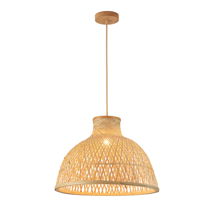 Tall Bamboo Pendant Lamp – Natural Wood Style, E27 Holder