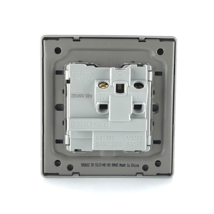 13A Single Socket with Switch & Neon Indicator – Grey