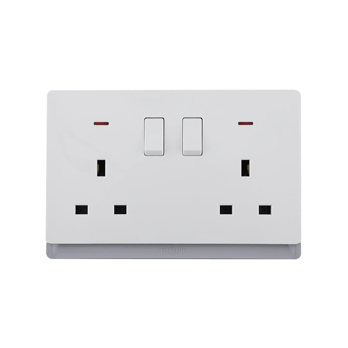 Double 13A Socket with Switch & Neon Indicator – Ivory