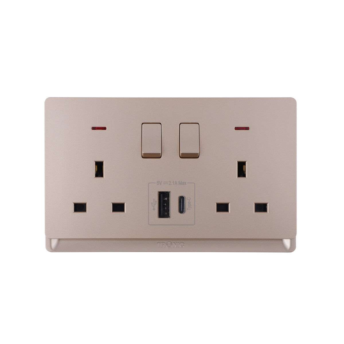 Usb Socket Gold Model Gold Double Switch Socket with USB-A and Type-C Charging Ports – Tronic ...