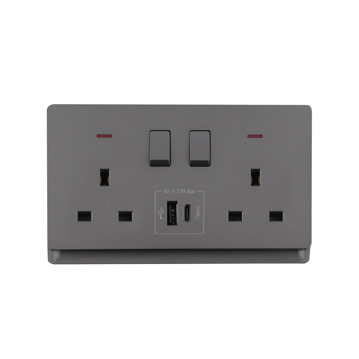 Grey Double Switch Socket with USB-A and Type-C Charging Ports – Tronic ...