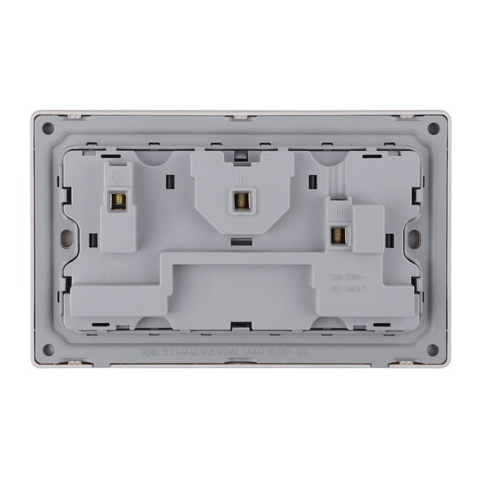 Gold 2-Gang Switched Socket with Neon – Single Pole