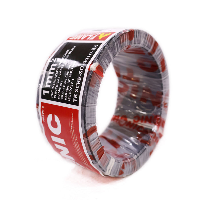 Single Core Electrical PVC Insulated Cable Black 1mm