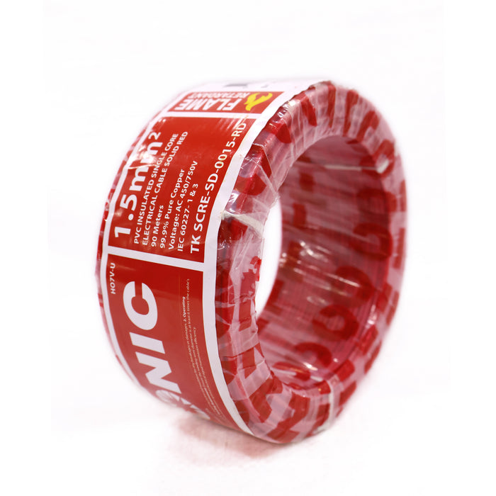 PVC Insulated 1mm Single Core Electrical Cable - Red (90 Meters)