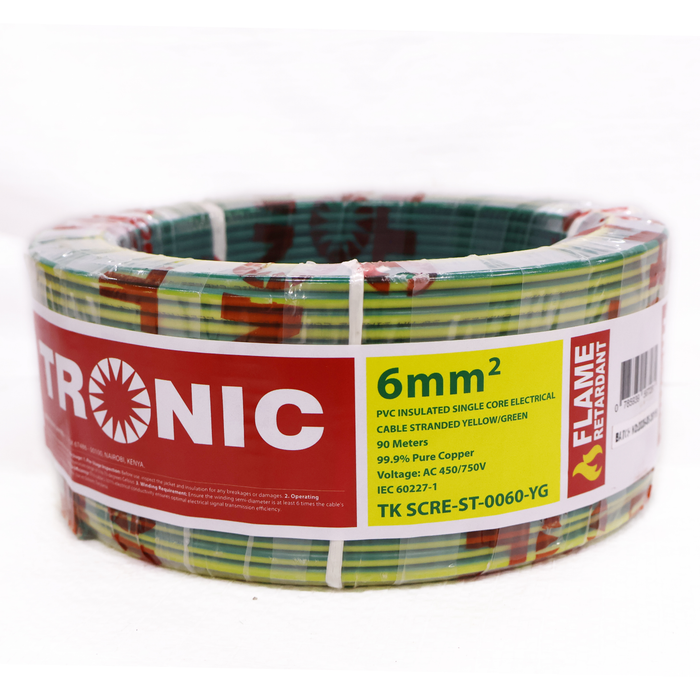 Single Core Cable 6.0mm - Yellow/Green