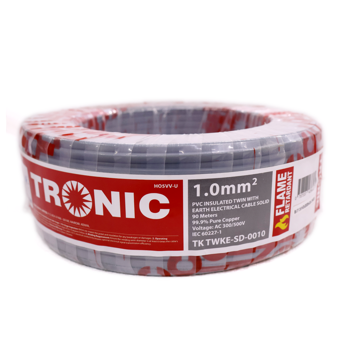 1.0mm² Twin with Earth Solid Electrical Cable – 90M