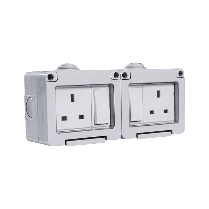 IP55 Outdoor Double Switch Socket – 13A, 2 Gang