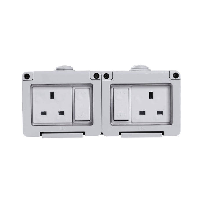 IP55 Outdoor Double Switch Socket – 13A, 2 Gang