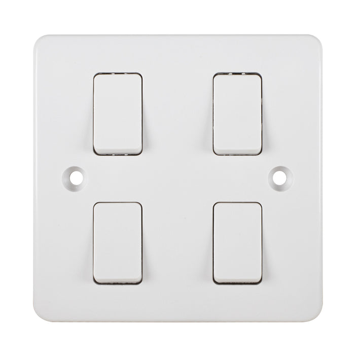 4 Gang 2 Way Switch Plate – 10A 250V White