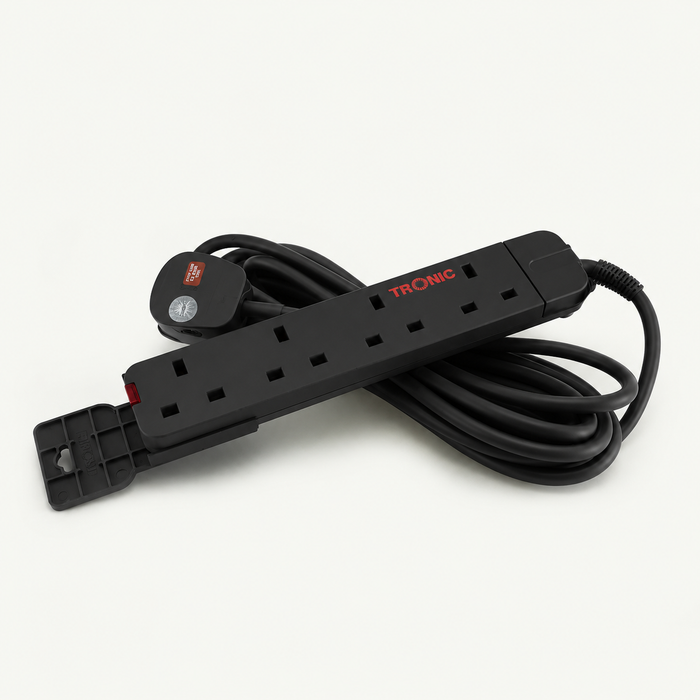 4 Way Extension Socket with 10 Meter Cable - BLACK
