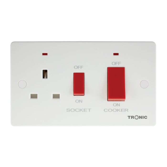 45A Cooker Control Unit with Switched Socket & Neon