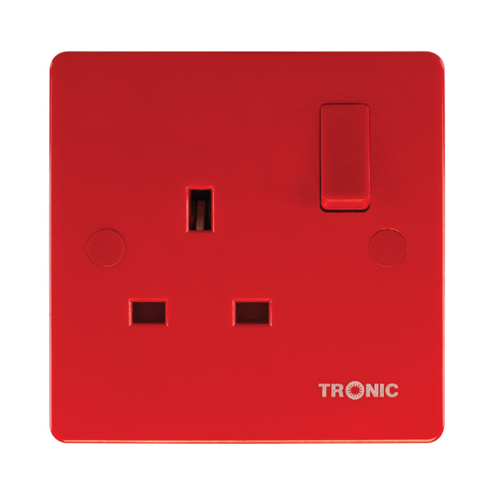 Slim Single Switched Socket – Red