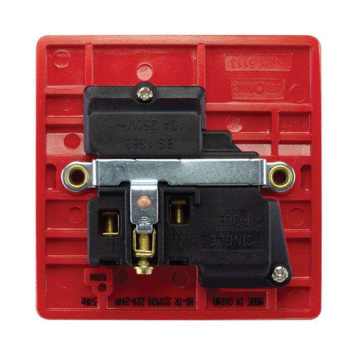 Slim Single Switched Socket – Red
