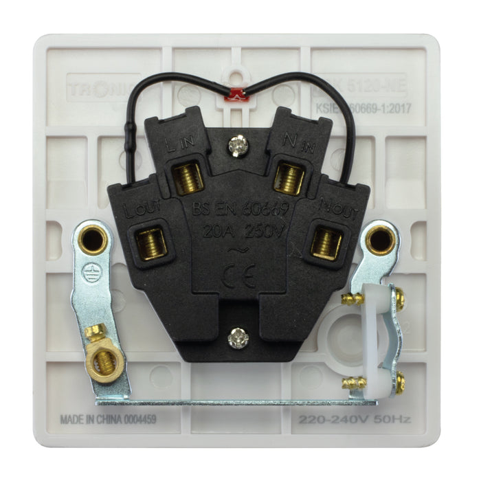 20A Double-Pole Switch with Neon Indicator – White