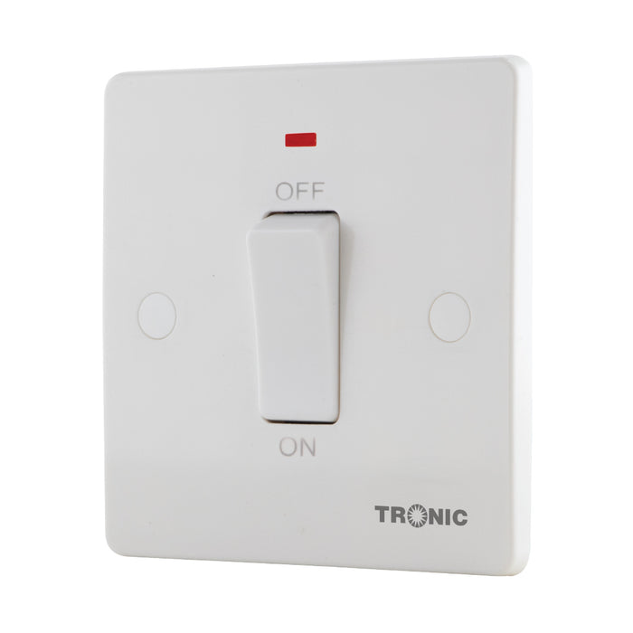 20A Double-Pole Switch with Neon Indicator – White