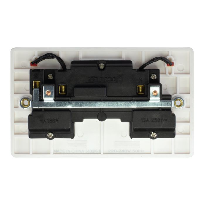 13A Double Switched Socket with Shutter – White