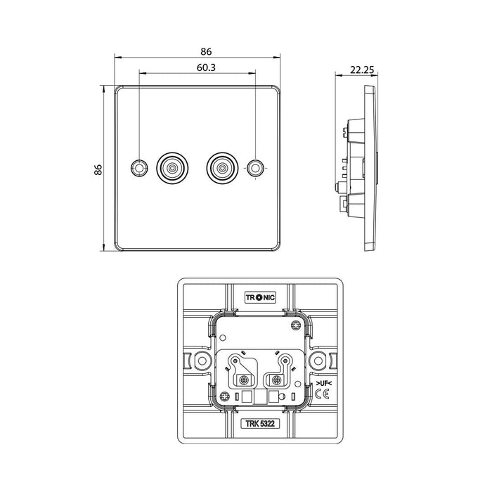 Television Slim 2 Gang Socket