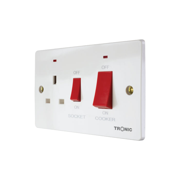 45A Cooker Control Unit with Switched Socket & Neon