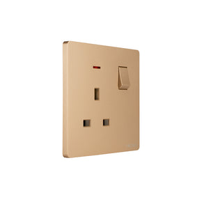 Gold - Single Switch Socket With Neon
