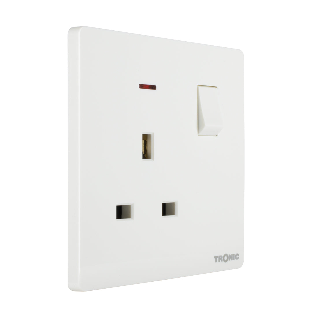 Transparent Switch Socket Glossy White - Single Switch Socket With Neon – Tronic Kenya