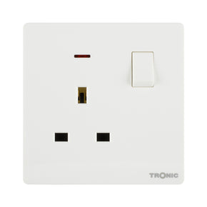 Glossy White - Single Switch Socket With Neon