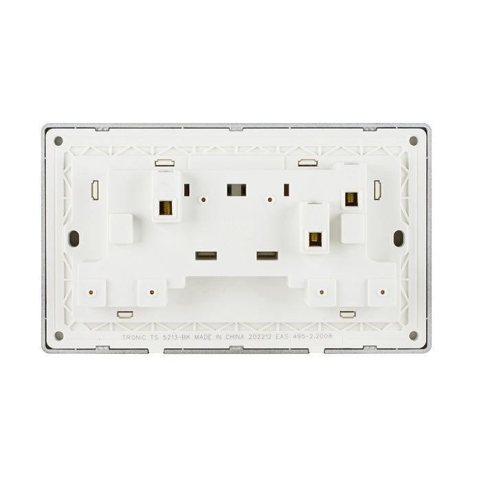 Black - Twin Switch Socket with Neon