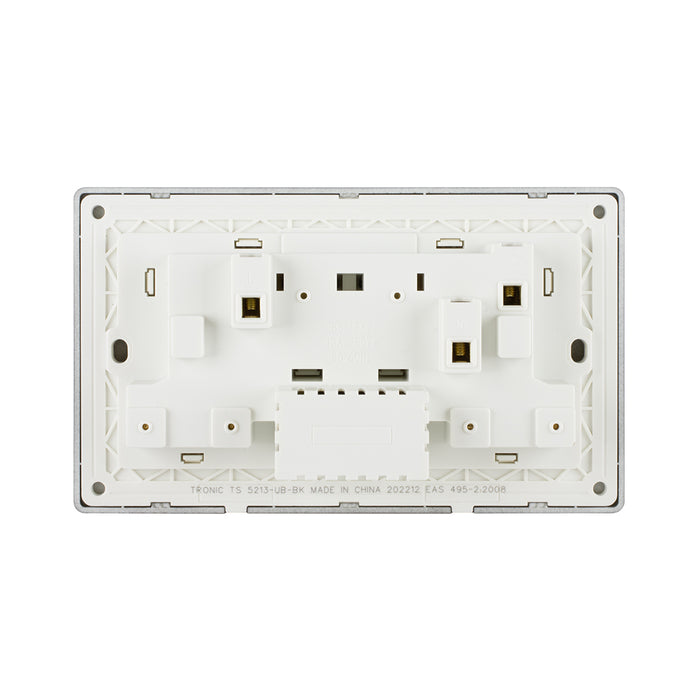 Black - Twin Switch Socket with USB + Type C