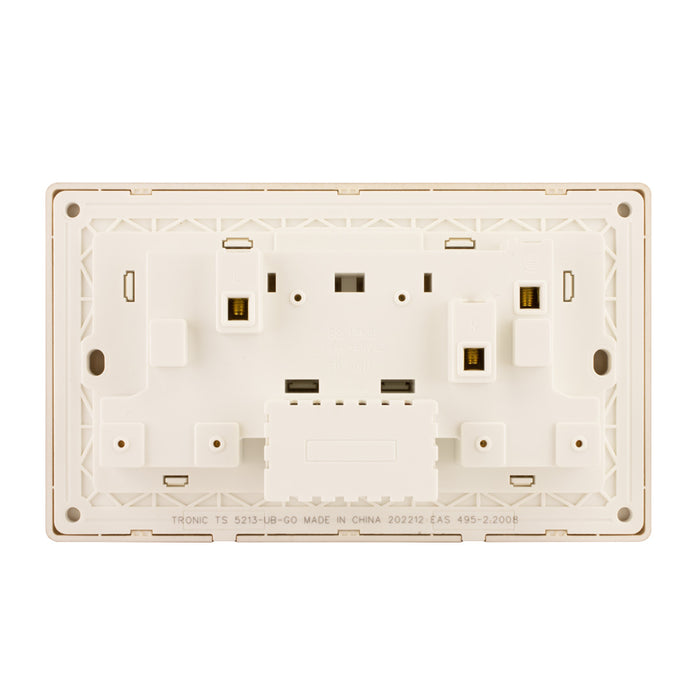 Gold - Twin Switch Socket with USB + Type C