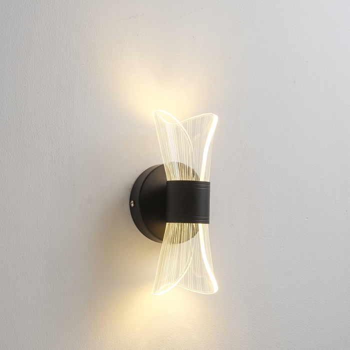 8W LED Wall Light – Black & Clear