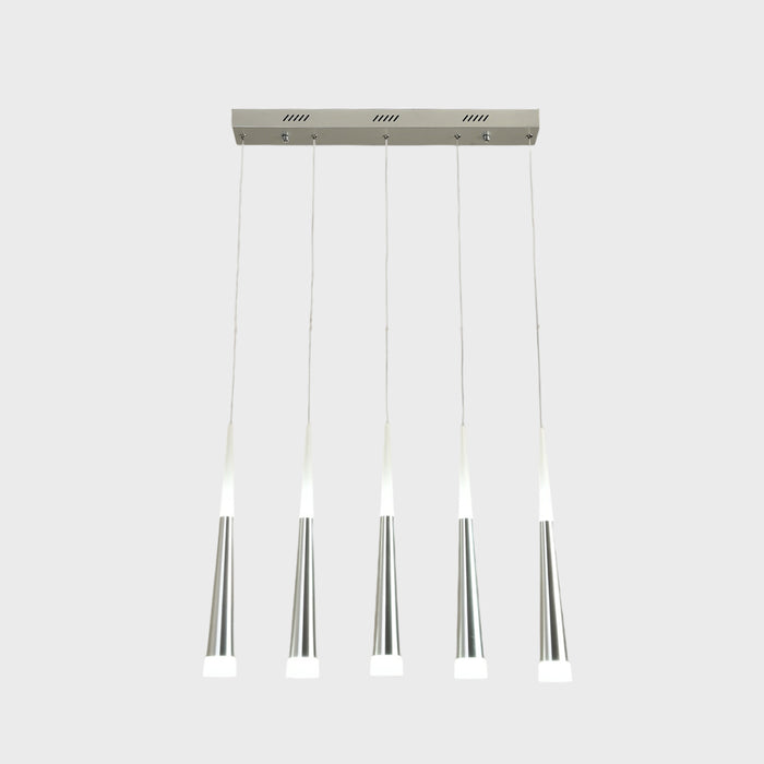 5-Light Silver & White Pendant Light with Adjustable Color Temperature