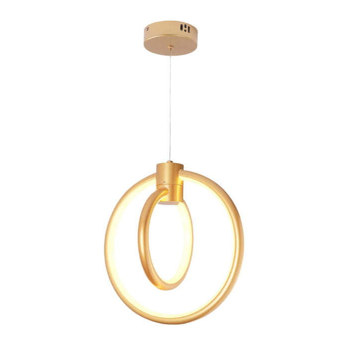 Golden LED Pendant Light – 30W, Dual Ring Design