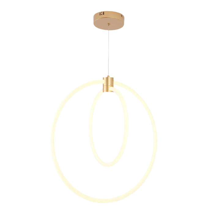 Double Halo Pendant Light – Golden Finish, 75W LED