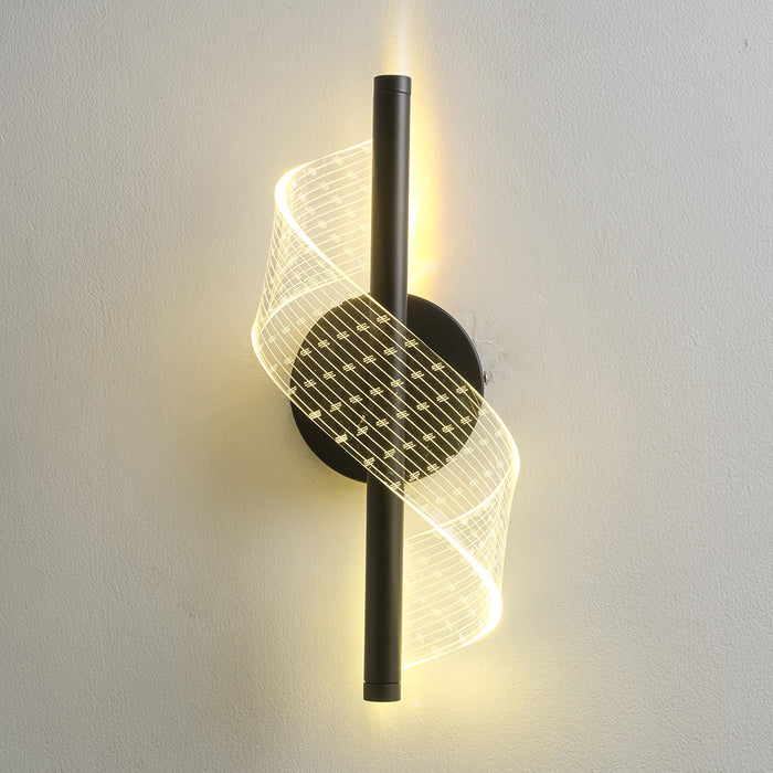 Modern Black Cylinder Wall Light with Crystal-Clear Center – 6W LED