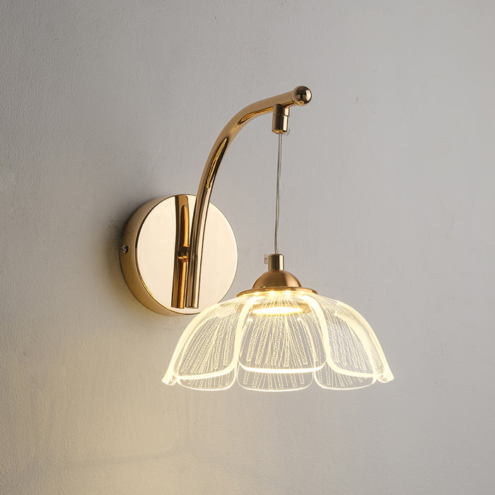 Golden Curve Wall Light with Clear Acrylic Shade