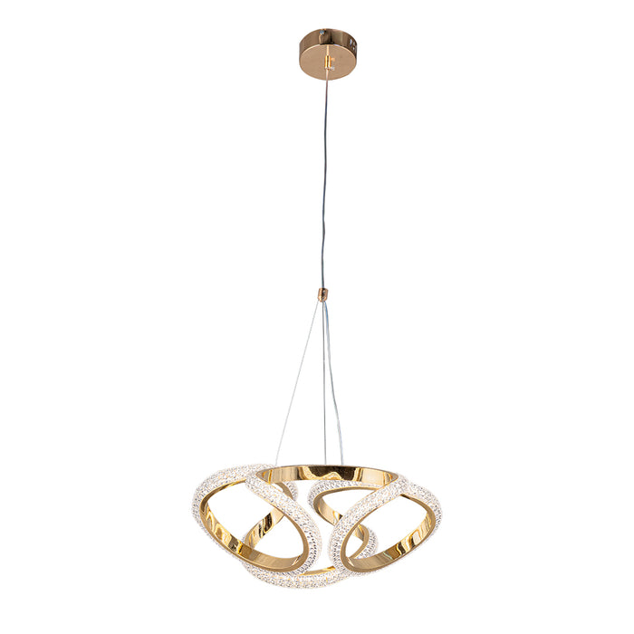 Golden LED Pendant Light – 50W, Tri-Color, Loop Design