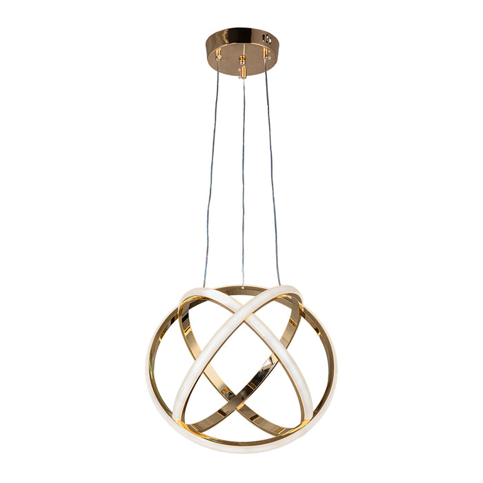 Golden Orb Pendant Light – 60W LED with Interlocking Bands