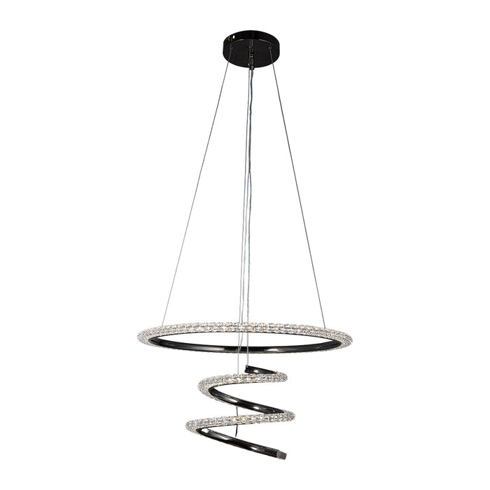 Black Spiral LED Pendant Light – 60W, Crystal Glow Finish