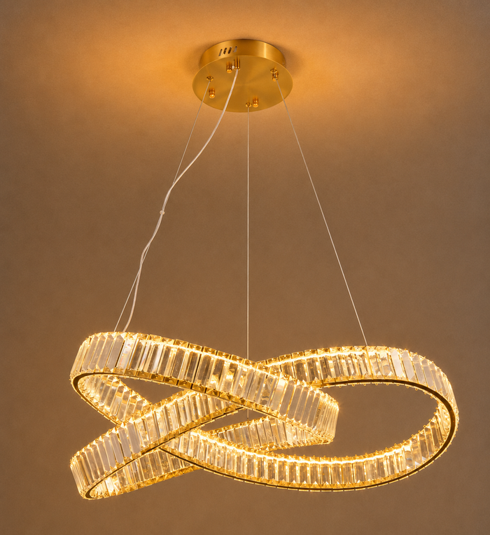Luxury Infinity Crystal Pendant Light – Gold LED Chandelier