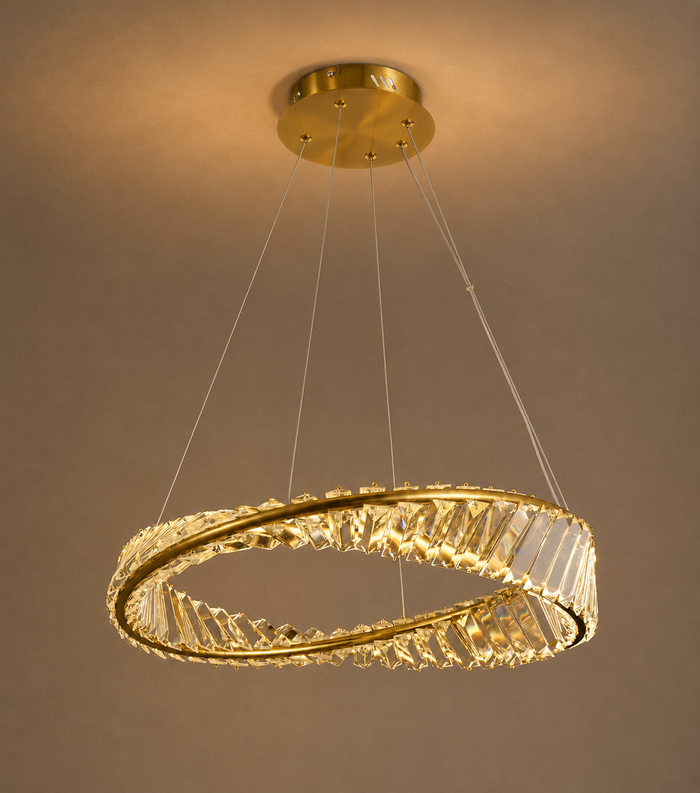 Luxury Crystal Ring Pendant Light – Gold LED Chandelier