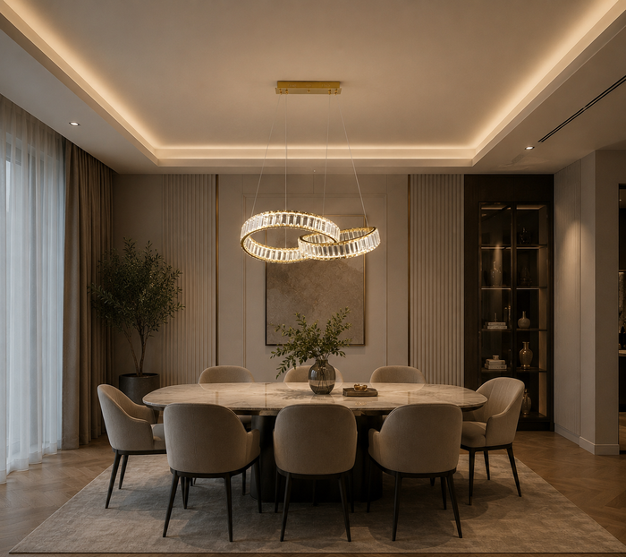 Interlocking Crystal Ring LED Pendant Light