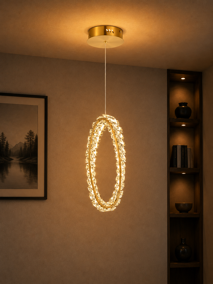 Oval Crystal LED Pendant Light