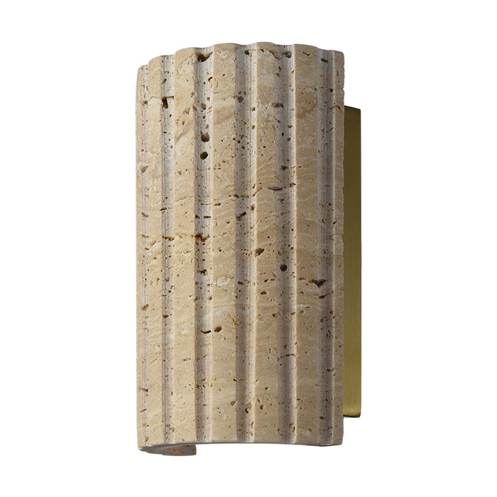 Textured Natural Wood & Travertine LED Wall Light