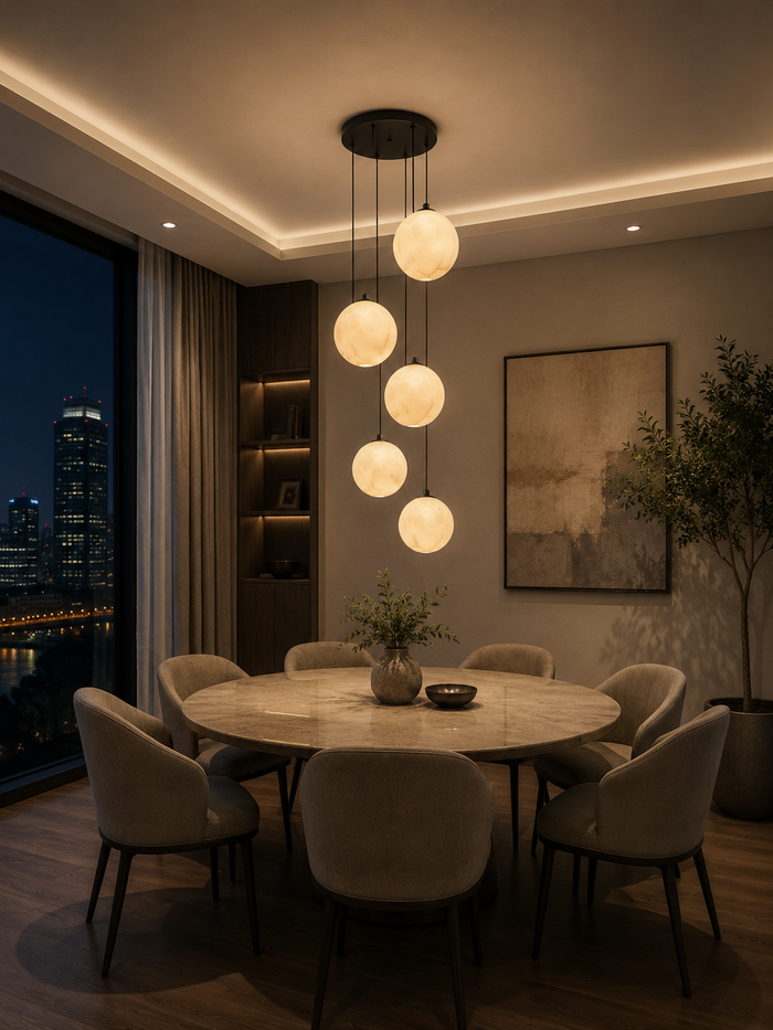 Luxury 5-Light Cascade Globe Chandelier