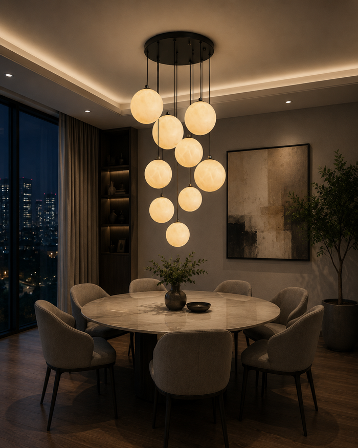 Luxury 9-Light Cascade Globe Chandelier