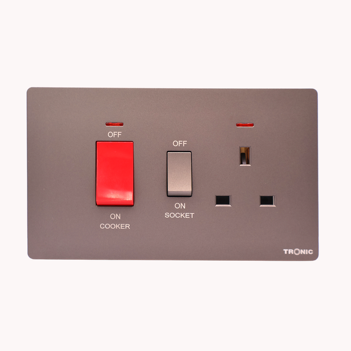 Dark Grey Cooker Control Switch with Neon Indicator