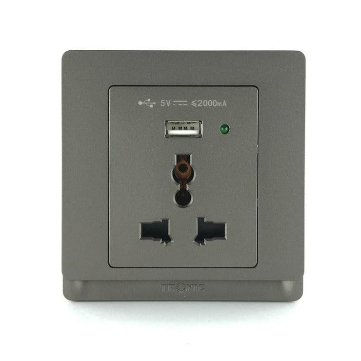 Grey Single Socket 13Amps with USB Port - Tronic Kenya 