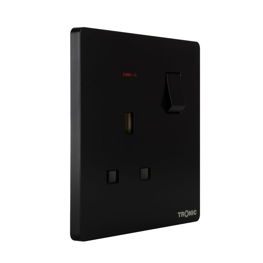 Black Single Switch Socket With Neon Tronic Kenya